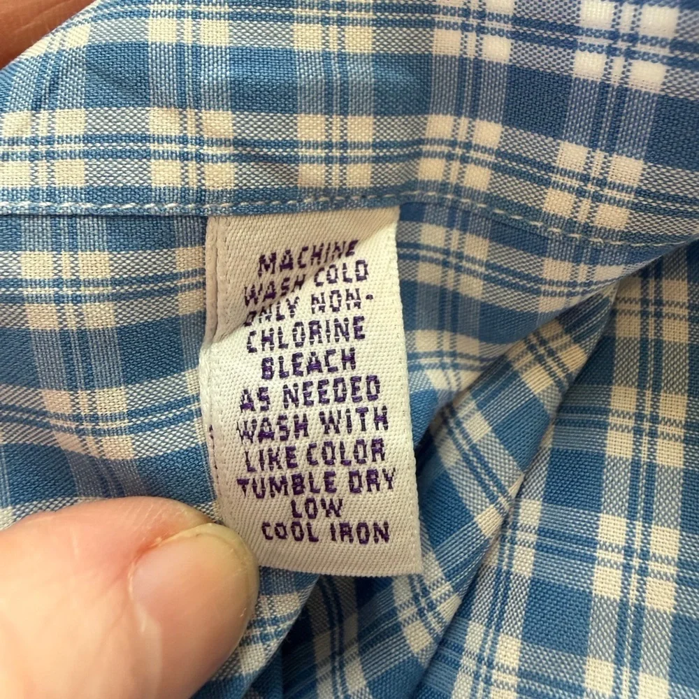 PURPLE LABEL Ralph Lauren Blue Checked Button-Down Shirt - Men's 16.5 - Picture 6 of 6